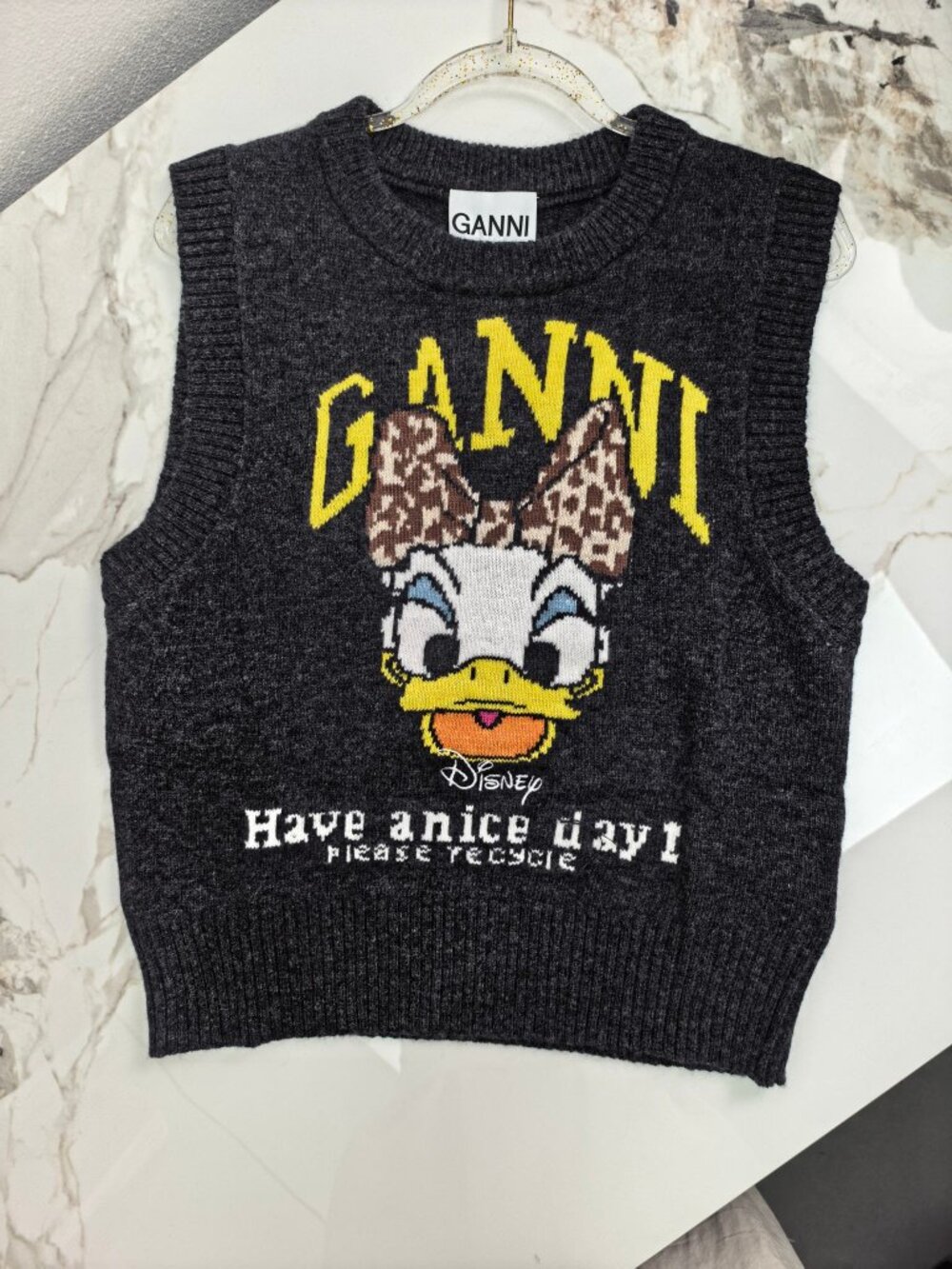 GANNI Daisy Duck Graphic Sleeveless Knit Sweater